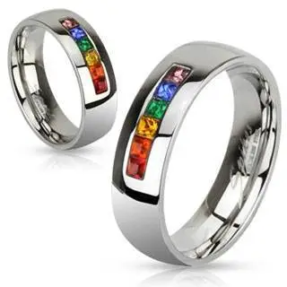 Farverig Cz Ring til Lgbt Pride - Hurtig Levering!
