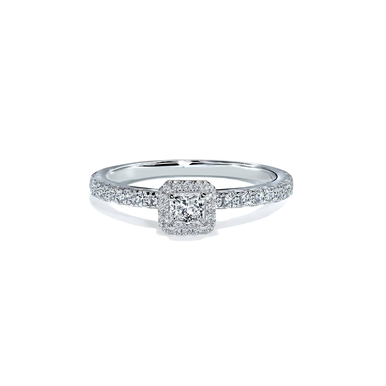 Oxford Halo Square Solitaire Ring - Elegant Cocktailring