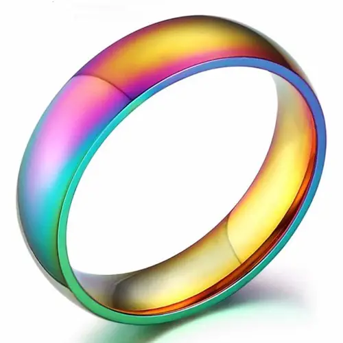 LGBT Ring i Stål - Farverigt Design til Stolthed
