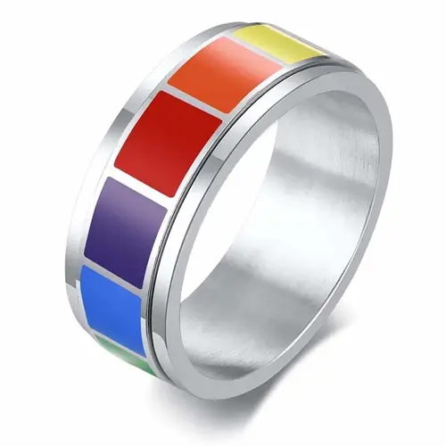 Spinning Pride Ring i Regnbuefarver - LGBT Smykke