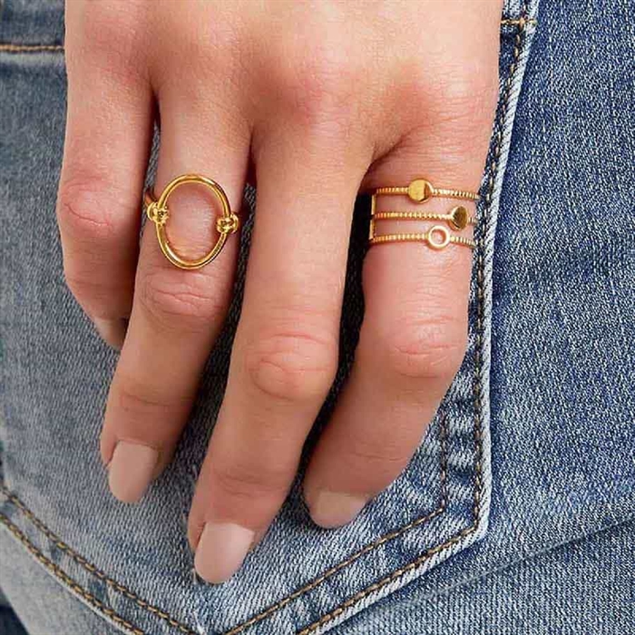 Justerbar ring i ædelstål med forgyldning - Hurtig levering!