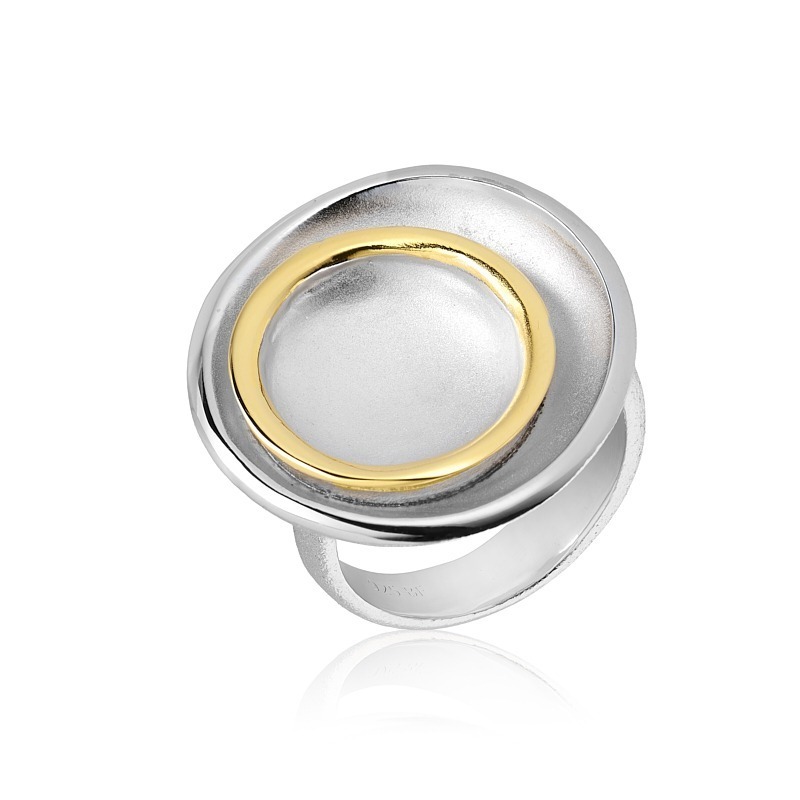 Sølvring med Forgyldt Pynt - 58 Størrelse, Nyhed!