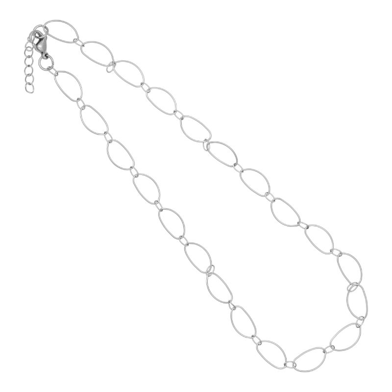 Elegant Stål Halskæde med Ovale Ringe - Fantastisk Tilbud!