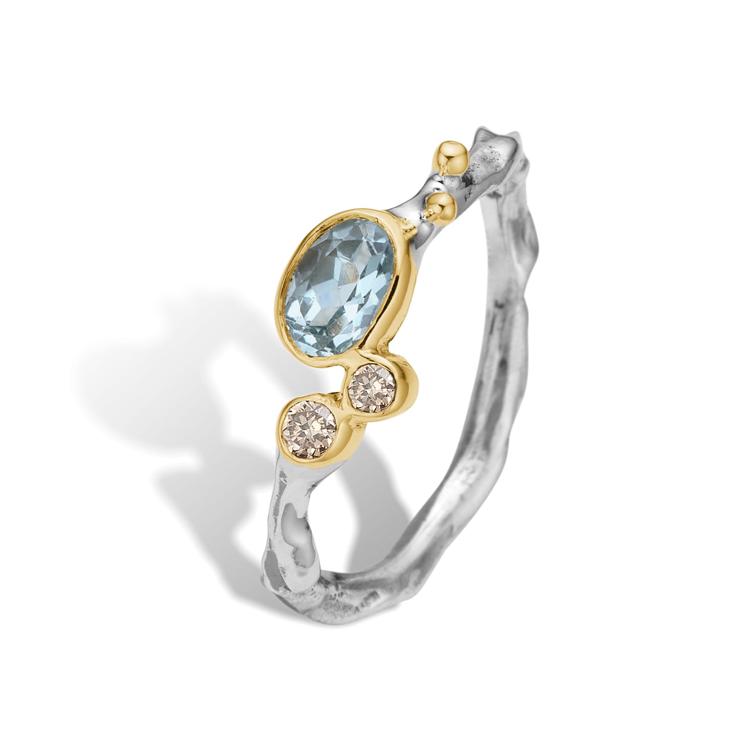 Grace Enkelt Blå Aqua Facetteret Ring - Hurtig Levering