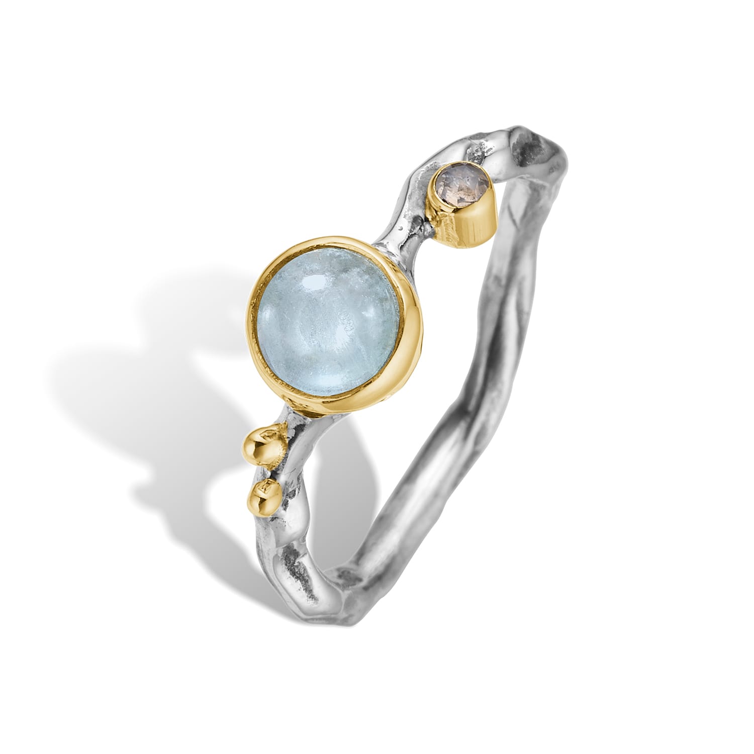 Grace Enkel Blå Aqua Cabochon Ring - Hurtig Levering!