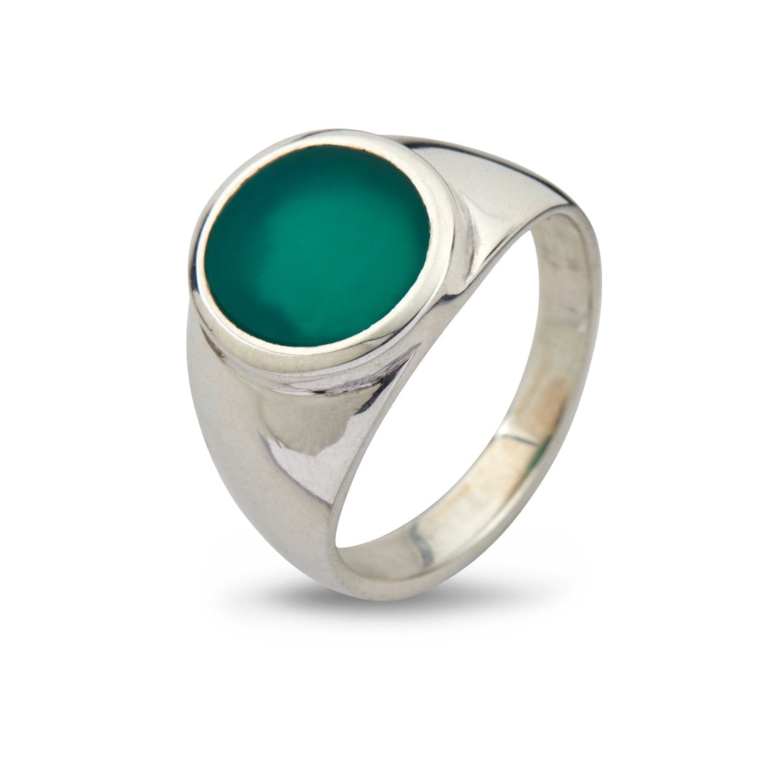 Oval Grøn Onyx Ring - Unik Herresmykke til Tilbud