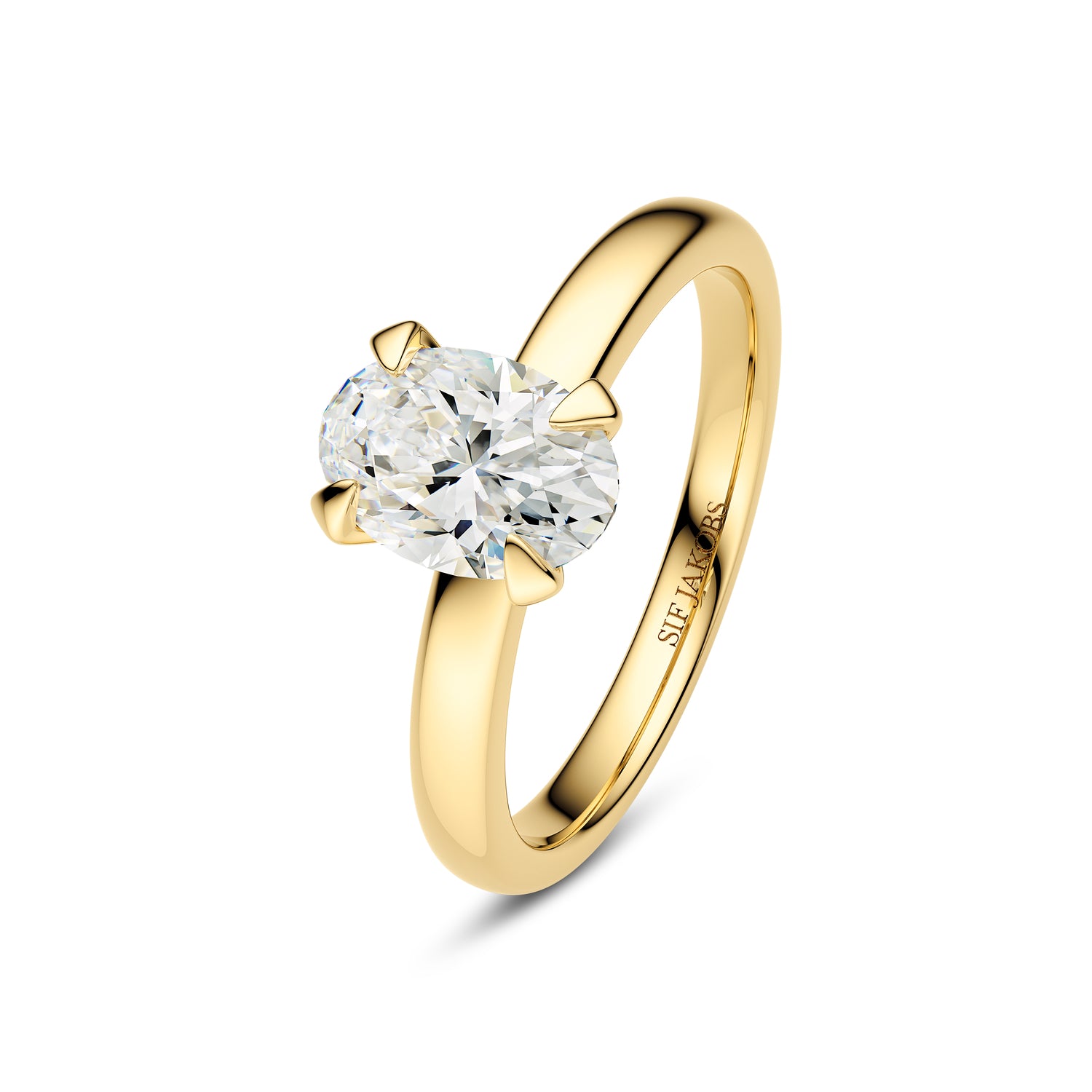 Ring Grace Ovale Solitaire - 14 Kt Guld El Hvidguld 100-300 Ct Tw G-h Vs Lab-grown Diamant