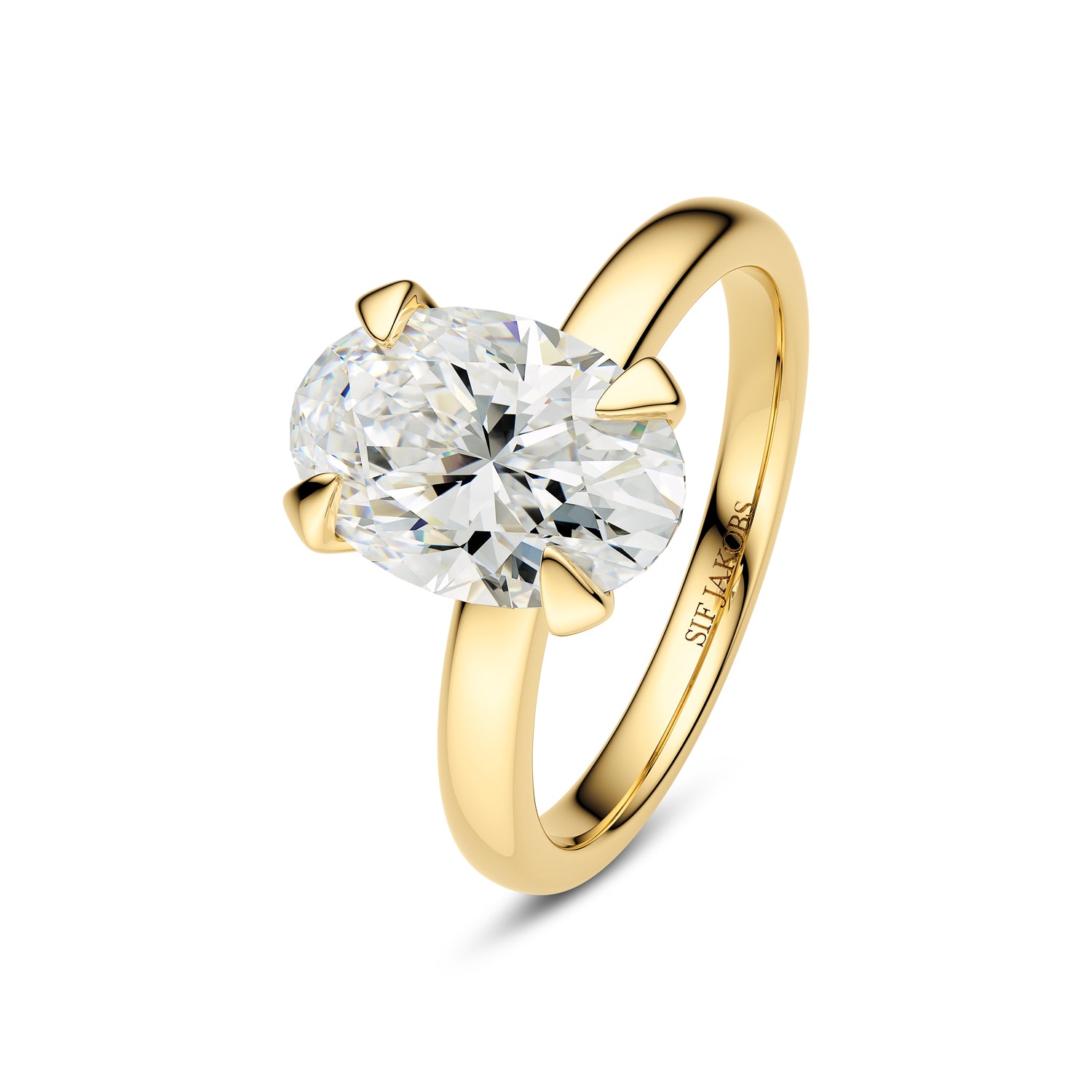 Ring Grace Ovale Solitaire - 14 Kt Guld El Hvidguld 100-300 Ct Tw G-h Vs Lab-grown Diamant