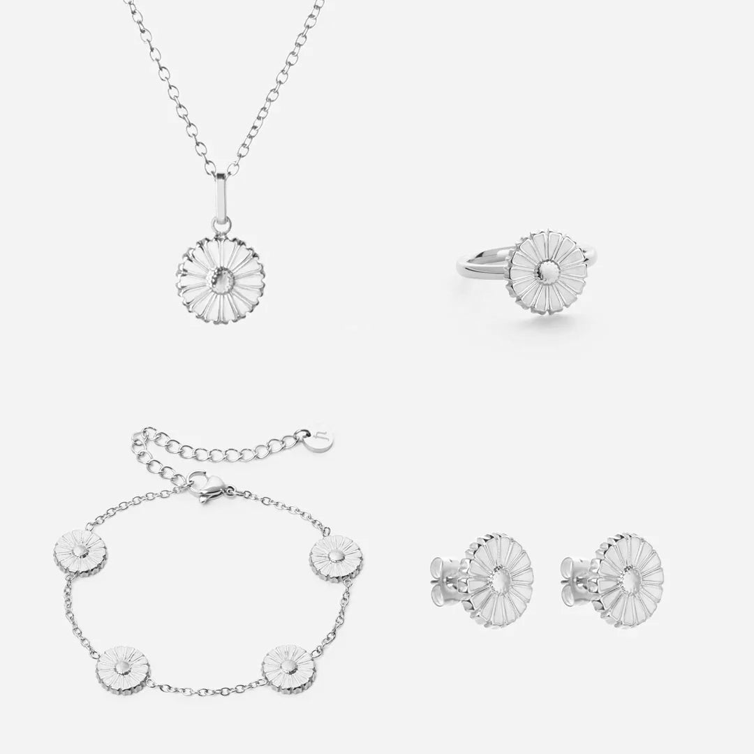 Marguerit Halskæde Armbånd øreringe Ring Sølvfarvet