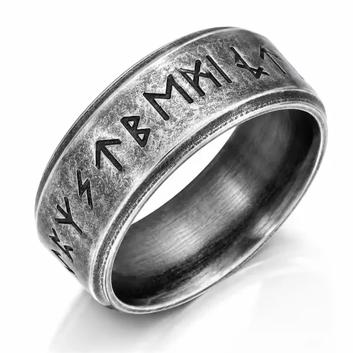 Vikinge Ring I Oxyderet Stål
