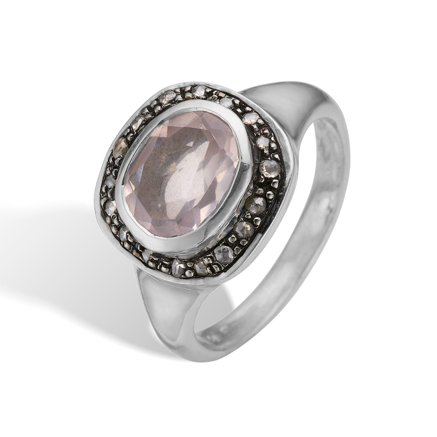 Frida Signet Pav? Rose Quartz Ring - 52