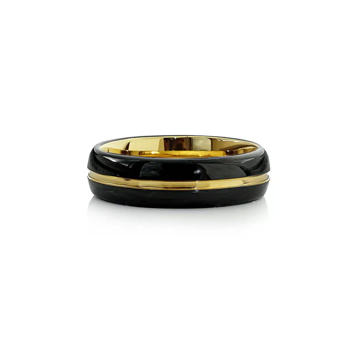 Tungsten Ring Sort  Guld Bred - 52