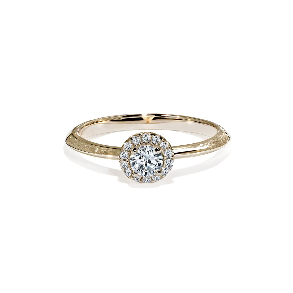 Oxford Hvid Halo Ring Med Round Cut I Guld - 48